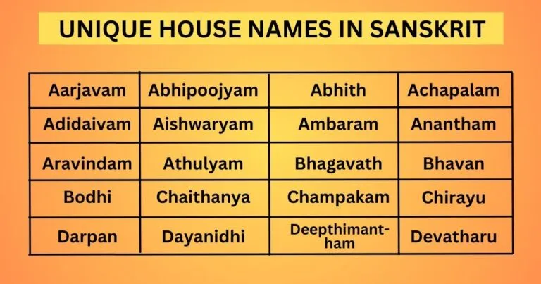 Unique House Names In Sanskrit