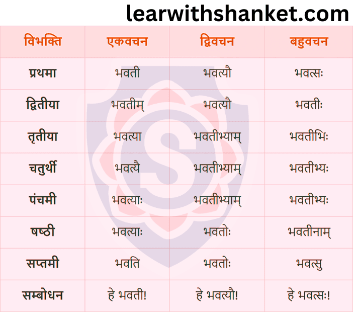 Bhavat Shabd Roop In Sanskrit