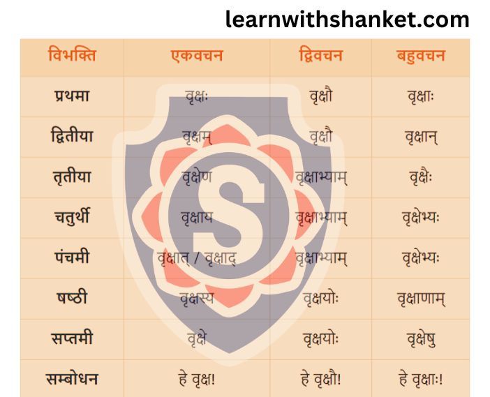 Vriksh Shabd Roop In Sanskrit