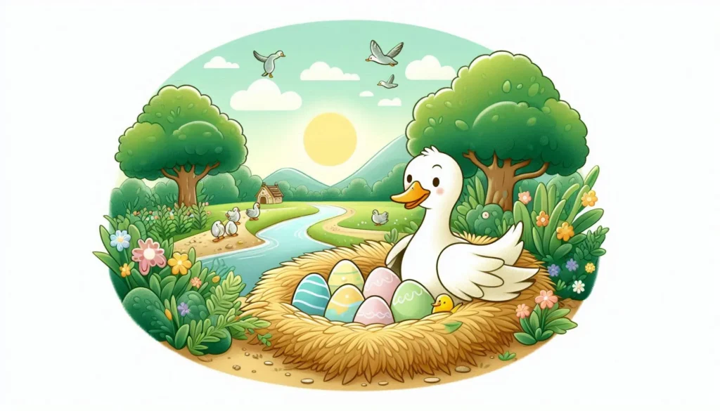 This Image About Mother Duck and Baby