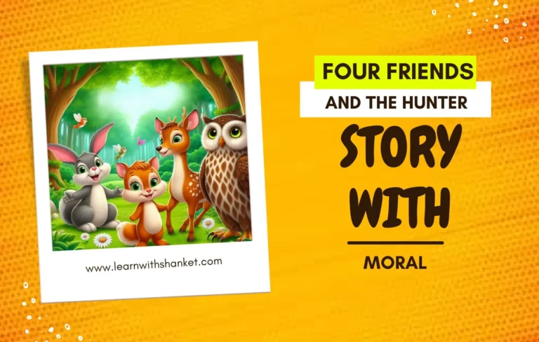 This image is about Four Friends and The Hunter Story with Moral.